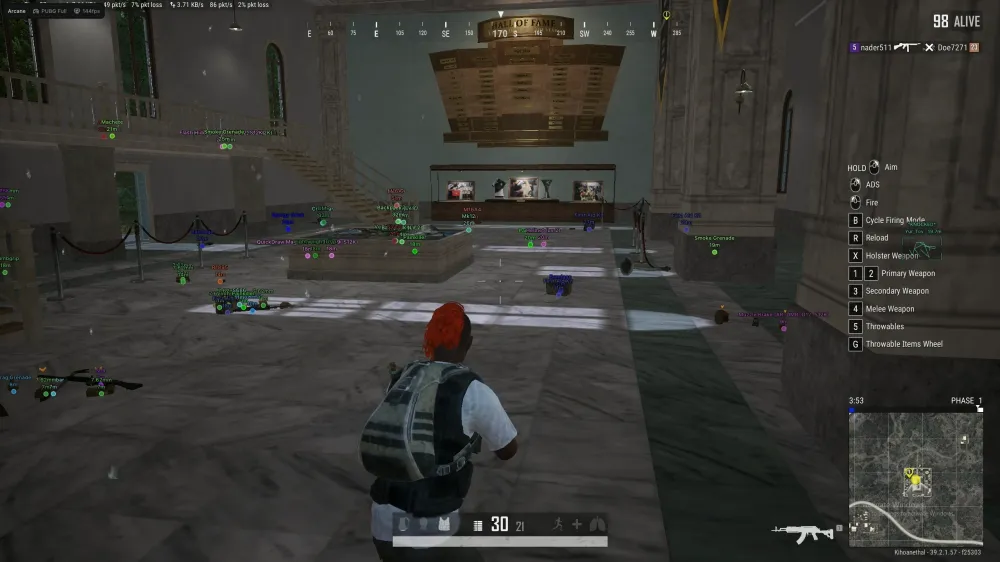 Геймплей PUBG с работающим читом Arcane FULL - отображение врагов через стены с помощью ESP