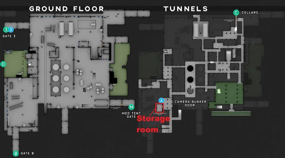 Склад TerraGroup на карте Завода рядом с выходом Camera Bunker Door